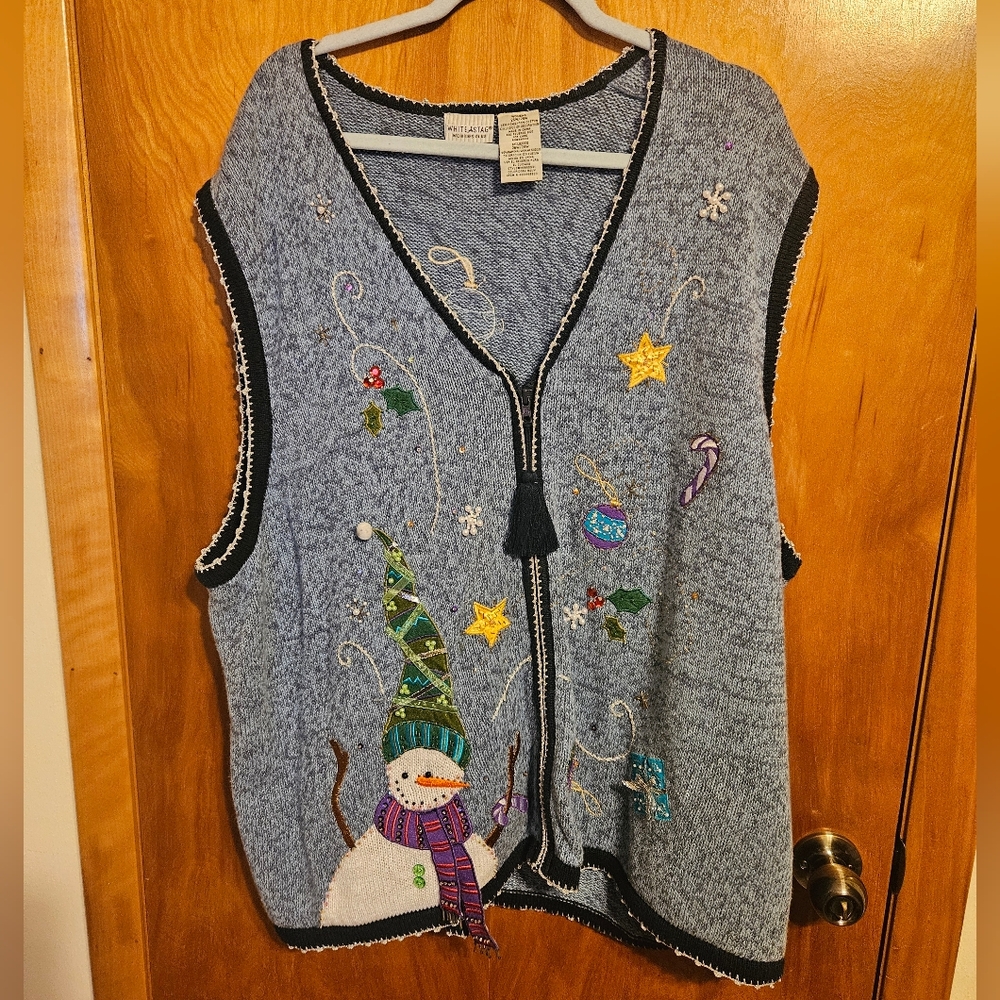 WHITE STAG CHRISTMAS SWEATER VEST PLUS 26W/28W Snowman